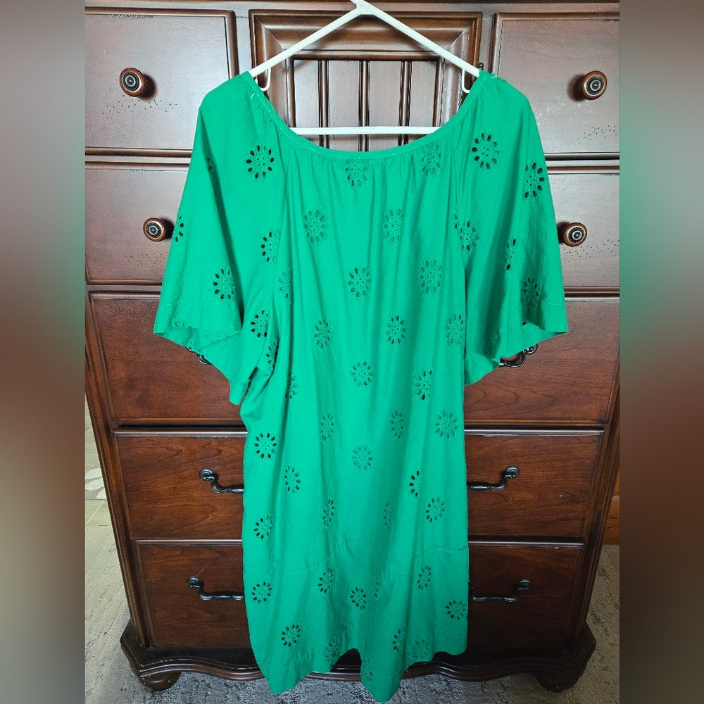 Free Assembly, Green Cotton Eyelet Dress, Sz. XL - Picture 4 of 5